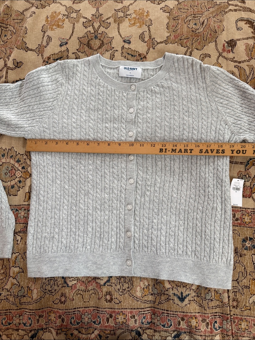 Old Navy Light Gray Cable-Knit Button Cardigan NWT - Picture 5 of 6